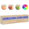 TV staliukas Sieninės TV spintelės su LED, 2vnt., sonoma ąžuolo, 80x30x40cm