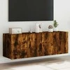 TV staliukas Sieninės TV spintelės su LED, 2vnt., dūminės ąžuolo, 60x35x41cm