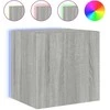 TV staliukas Sieninės TV spintelės su LED, 2vnt., pilkos, 40,5x35x40cm
