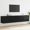 TV staliukas Sieninio televizoriaus kabineto komplektas 2 pcs Juodas ąžuolas