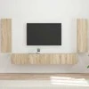 TV staliukas TV sieninio kabineto komplektas 4 pcs Sonoma ąžuolas