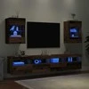 TV staliukas Sieninės spintelės su LED apšvietimu televizoriui 2 vnt, 40x30x60,5 cm