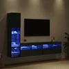 TV staliukas Televizoriaus sieninis modulis su LED 4 pcs Juodas ąžuolas