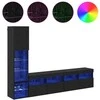 TV staliukas Televizoriaus sieninis modulis su LED 4 pcs Juodas ąžuolas