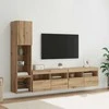 TV staliukas Televizoriaus sieninis modulis su LED 4 pcs Amatininkų ąžuolas