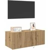 TV staliukas TV sieninė spintelė su LED Amatininkų ąžuolas 80 x 35 x 31 cm