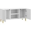 TV staliukas Televizoriaus spintelė Itin blizgi balta 102 x 34,5 x 50 cm