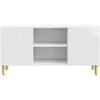 TV staliukas Televizoriaus spintelė Itin blizgi balta 102 x 34,5 x 50 cm