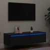 TV staliukas Televizoriaus spintelė su LED apšvietimu, juoda, 100X35,5x25 cm