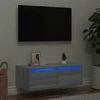 TV staliukas Televizoriaus spintelė su LED, pilka ąžuolo, 75x35,5x25 cm