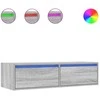 TV staliukas Televizoriaus spintelė su LED, pilka ąžuolo, 100X35,5x25 cm