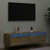 TV staliukas Televizoriaus spintelė su LED apšvietimu, ąžuolo, 100X35,5x25cm