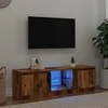 TV staliukas televizoriaus spintelė su LED lemputėmis, sena mediena