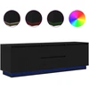 TV staliukas Televizoriaus spintelė su LED apšvietimu, juoda, 160,5x41x50 cm