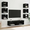 TV staliukas Televizoriaus spintelė su stalčių 8 pcs Juodas ąžuolas Stiklas