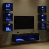 TV staliukas Televizoriaus spintelė su stalčių 8 pcs Juodas ąžuolas Stiklas