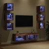 TV staliukas Televizoriaus spintelė su stalčių 8 pcs Senovinis medis Stiklas