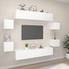 TV staliukas Televizoriaus spintelių komplektas, 8 dalių, baltas, mediena