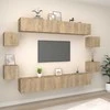 TV staliukas Televizoriaus spintelių komplektas, 8 dalių, ąžuolo, mediena