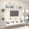 TV staliukas Televizoriaus spintelių komplektas, 8 dalių, baltas, mediena