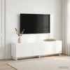 TV staliukas Televizoriaus stovas 140 x 34,5 x 40 cm Itin blizgi balta