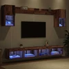 TV staliukas Televizorių sieniniai baldai su LED su LED 6 pcs Senas medis