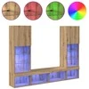 TV staliukas Televizorių sieniniai baldai su LED 5 pcs Amatininkų ąžuolas