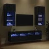 TV staliukas Televizorių sieniniai baldai su LED 5 pcs Juodas ąžuolas