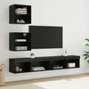 TV staliukas Televizorių sieniniai baldai su LED su LED 5 pcs Juodas ąžuolas