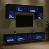 TV staliukas Televizorių sieniniai baldai su LED 6 pcs Juodas ąžuolas