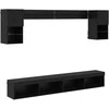 TV staliukas Televizorių sieniniai baldai su LED su LED 6 pcs Juodas ąžuolas