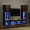 TV staliukas Televizorių sieniniai baldai su LED su LED 5 pcs Sena mediena