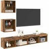 TV staliukas Televizorių sieniniai baldai su LED su LED 5 pcs Sena mediena