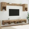 TV staliukas Televizorių sieniniai baldai su LED 6 pcs Amatininkų ąžuolas