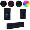 TV staliukas Televizorių sieniniai baldai su LED 5 pcs Juodas ąžuolas