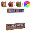 TV staliukas Televizorių sieniniai baldai su LED 5 pcs Senovinis medis