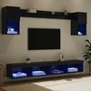 TV staliukas Televizorių sieniniai baldai su LED su LED 6 pcs Juodas ąžuolas