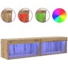 TV staliukas TV spintelių komplektas su LED 2 pcs Amatininkų ąžuolas