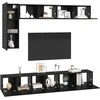 TV staliukas TV spintelių komplektas 6 pcs Juodas ąžuolas Apdirbta mediena