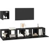 TV staliukas TV spintelių komplektas 4 pcs Juodas ąžuolas Apdirbta mediena
