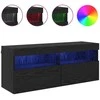 TV staliukas TV sieninė spintelė su LED Juodas ąžuolas 100 x 30 x 40 cm