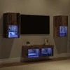 TV staliukas TV sieniniai spintelės 4 pcs Senovinis medis Apdirbta mediena