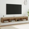 TV staliukas TV spintelių komplektas su LED 2 pcs Amatininkų ąžuolas