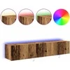 TV staliukas TV sieninė spintelė su LED 2 pcs Senas medis 80 x 35 x 31 cm