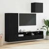 TV staliukas TV sieniniai vienetai 4 pcs Juodas ąžuolas Apdirbta mediena