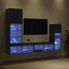 TV staliukas TV sieniniai vienetai 4 pcs Juodas ąžuolas Apdirbta mediena