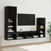 TV staliukas TV sieniniai vienetai 4 pcs Juodas ąžuolas Apdirbta mediena