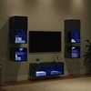 TV staliukas TV sieniniai vienetai 8 pcs Juodas ąžuolas Apdirbta mediena