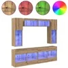 TV staliukas TV sieninio kabineto komplektas su LED 6 pcs Amatinė Ąžuolas