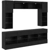 TV staliukas TV sieninio kabineto komplektas su LED 6 pcs Juodas Ąžuolas